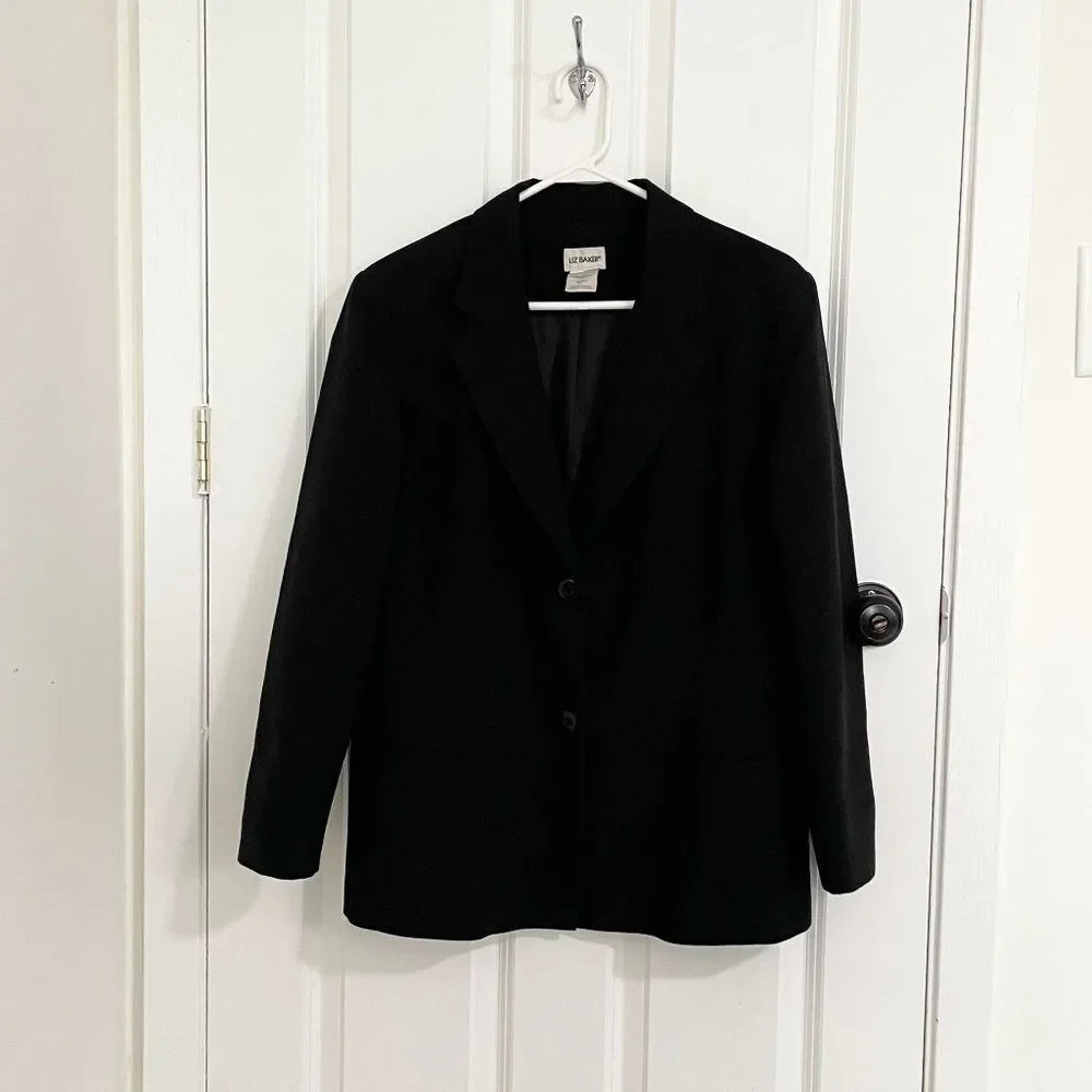 Women Liz Baker Oversized Fit Business Minimalist Blazer in Black Size 16 - Picture 1 of 8